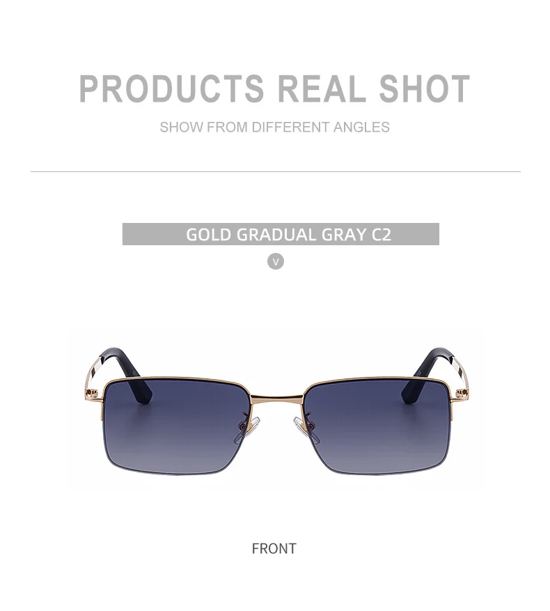Black Zinc Alloy Men's Trendy Square Sunglasses - Unique Metal Frame Design – Stylish Outdoor Sun Protection & UV400 Shades - Details 14