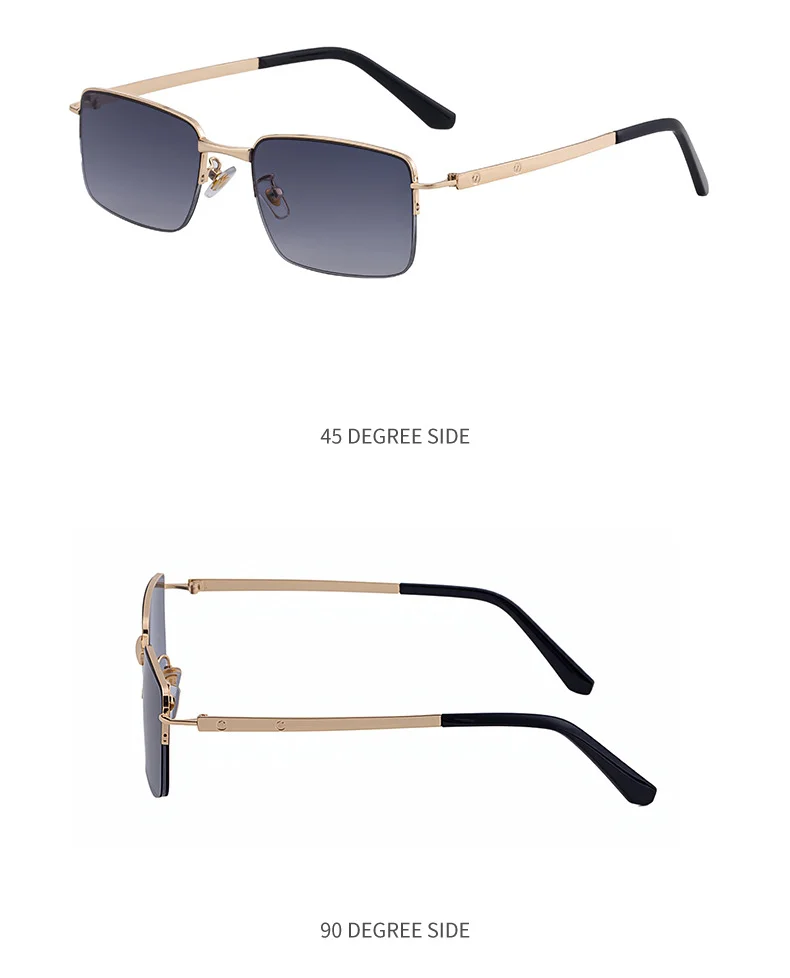 Black Zinc Alloy Men's Trendy Square Sunglasses - Unique Metal Frame Design – Stylish Outdoor Sun Protection & UV400 Shades - Details 15