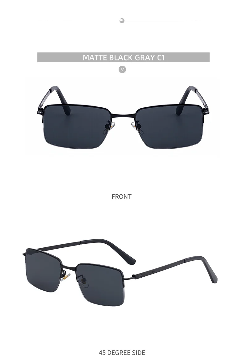 Black Zinc Alloy Men's Trendy Square Sunglasses - Unique Metal Frame Design – Stylish Outdoor Sun Protection & UV400 Shades - Details 16