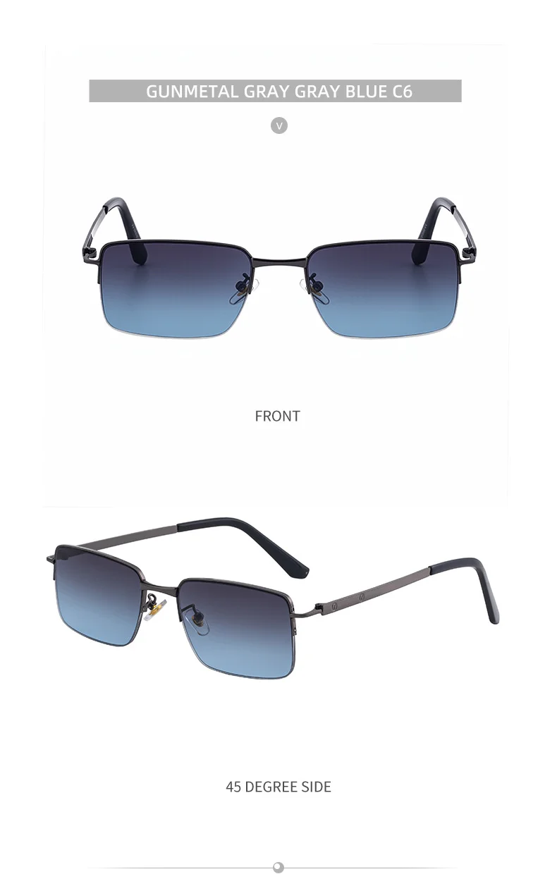 Black Zinc Alloy Men's Trendy Square Sunglasses - Unique Metal Frame Design – Stylish Outdoor Sun Protection & UV400 Shades - Details 20