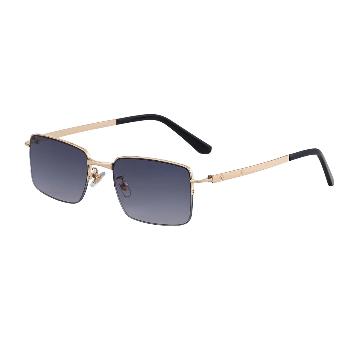 Black Zinc Alloy Men's Trendy Square Sunglasses - Unique Metal Frame Design – Stylish Outdoor Sun Protection & UV400 Shades - View 5