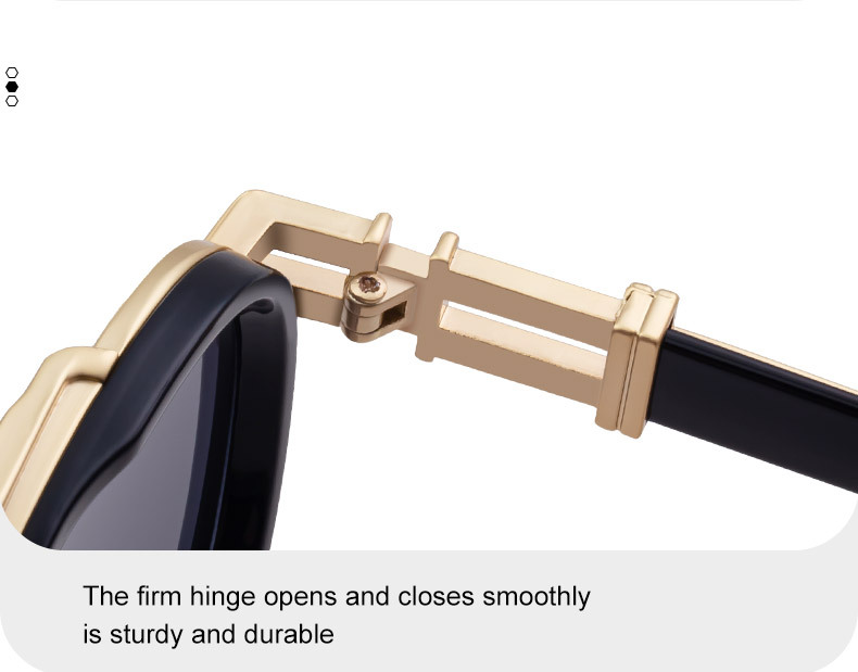 Black Zinc Alloy Men's Retro Metal Oval Sunglasses - Stylish Double Bridge Frame – Vintage Sun Protection Eyewear with UV400 - Details 8