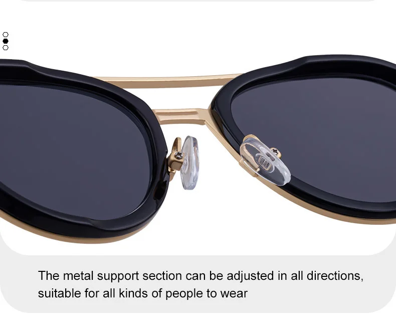 Black Zinc Alloy Men's Retro Metal Oval Sunglasses - Stylish Double Bridge Frame – Vintage Sun Protection Eyewear with UV400 - Details 9