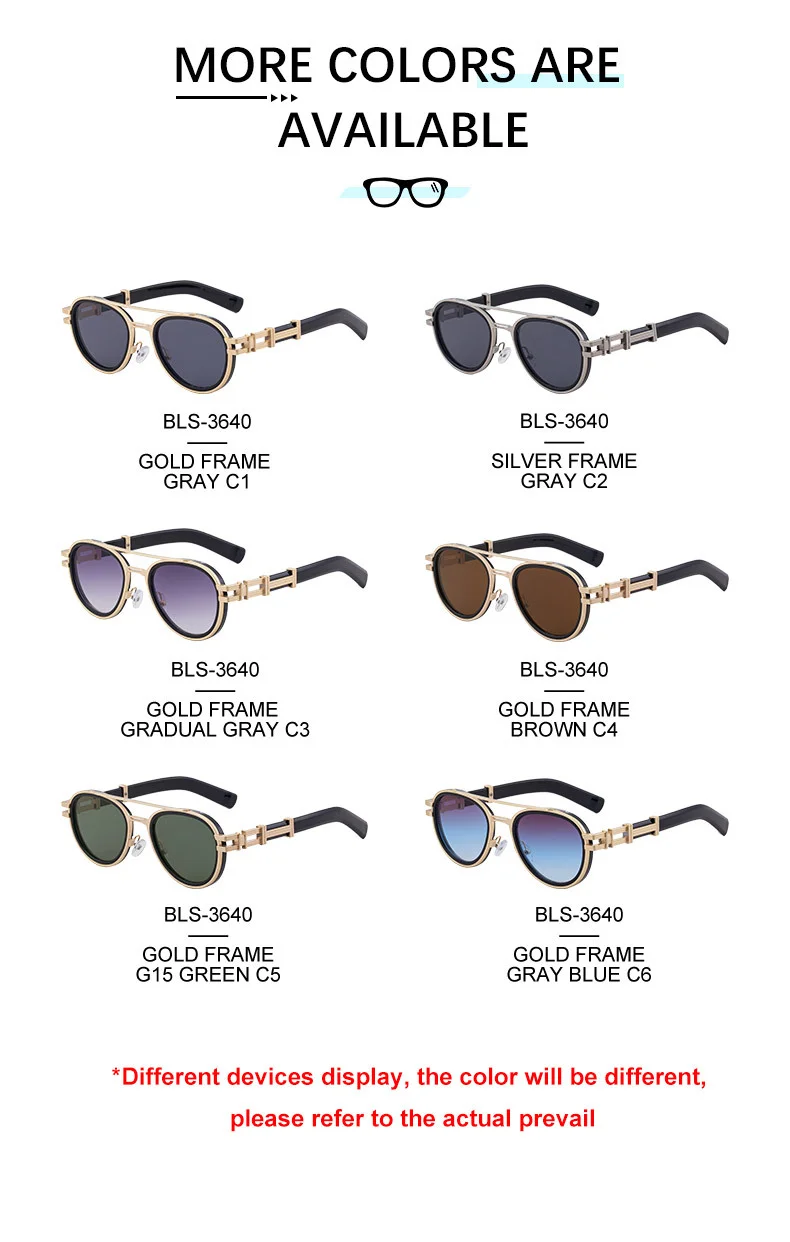 Black Zinc Alloy Men's Retro Metal Oval Sunglasses - Stylish Double Bridge Frame – Vintage Sun Protection Eyewear with UV400 - Details 11
