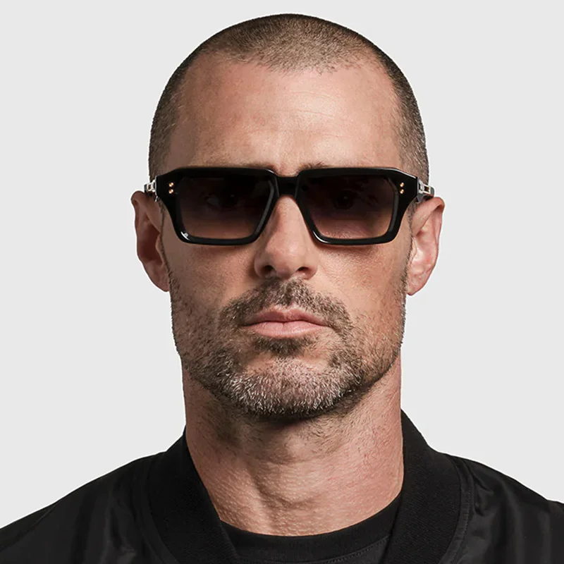 Black Zinc Alloy Men's Trendy Small Square Sunglasses - Unique High-End Design – Stylish Fashion Sun Protection Eyewear - Details 1