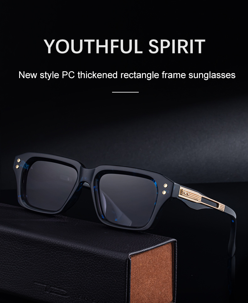 Black Zinc Alloy Men's Trendy Small Square Sunglasses - Unique High-End Design – Stylish Fashion Sun Protection Eyewear - Details 3