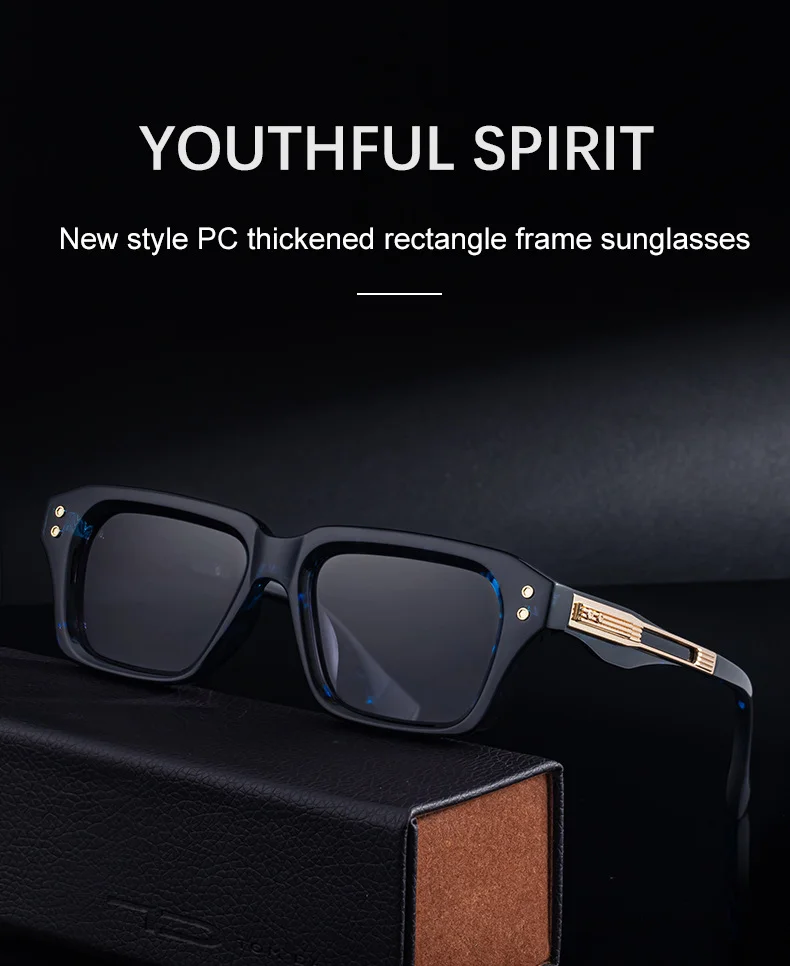 Black Zinc Alloy Men's Trendy Small Square Sunglasses - Unique High-End Design – Stylish Fashion Sun Protection Eyewear - Details 3