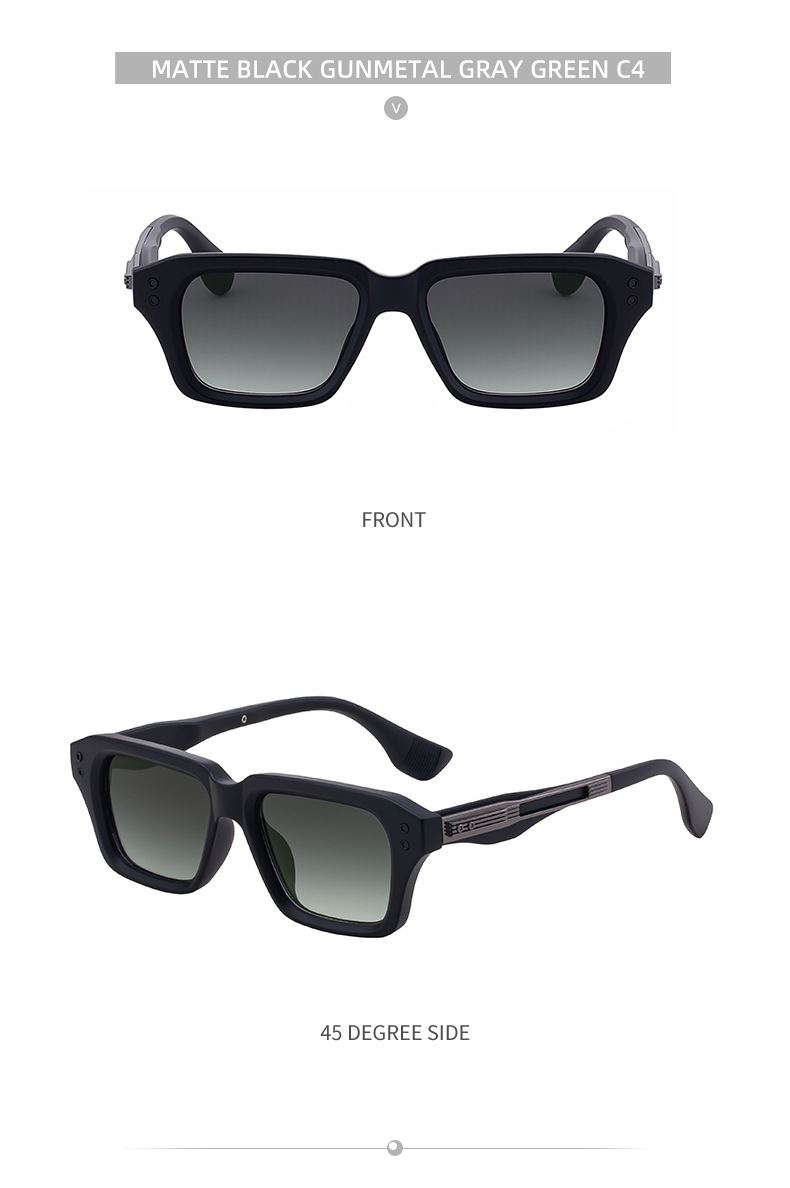 Black Zinc Alloy Men's Trendy Small Square Sunglasses - Unique High-End Design – Stylish Fashion Sun Protection Eyewear - Details 19