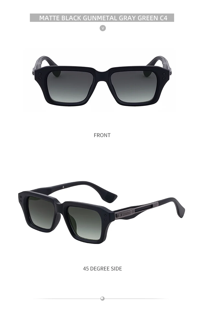 Black Zinc Alloy Men's Trendy Small Square Sunglasses - Unique High-End Design – Stylish Fashion Sun Protection Eyewear - Details 19