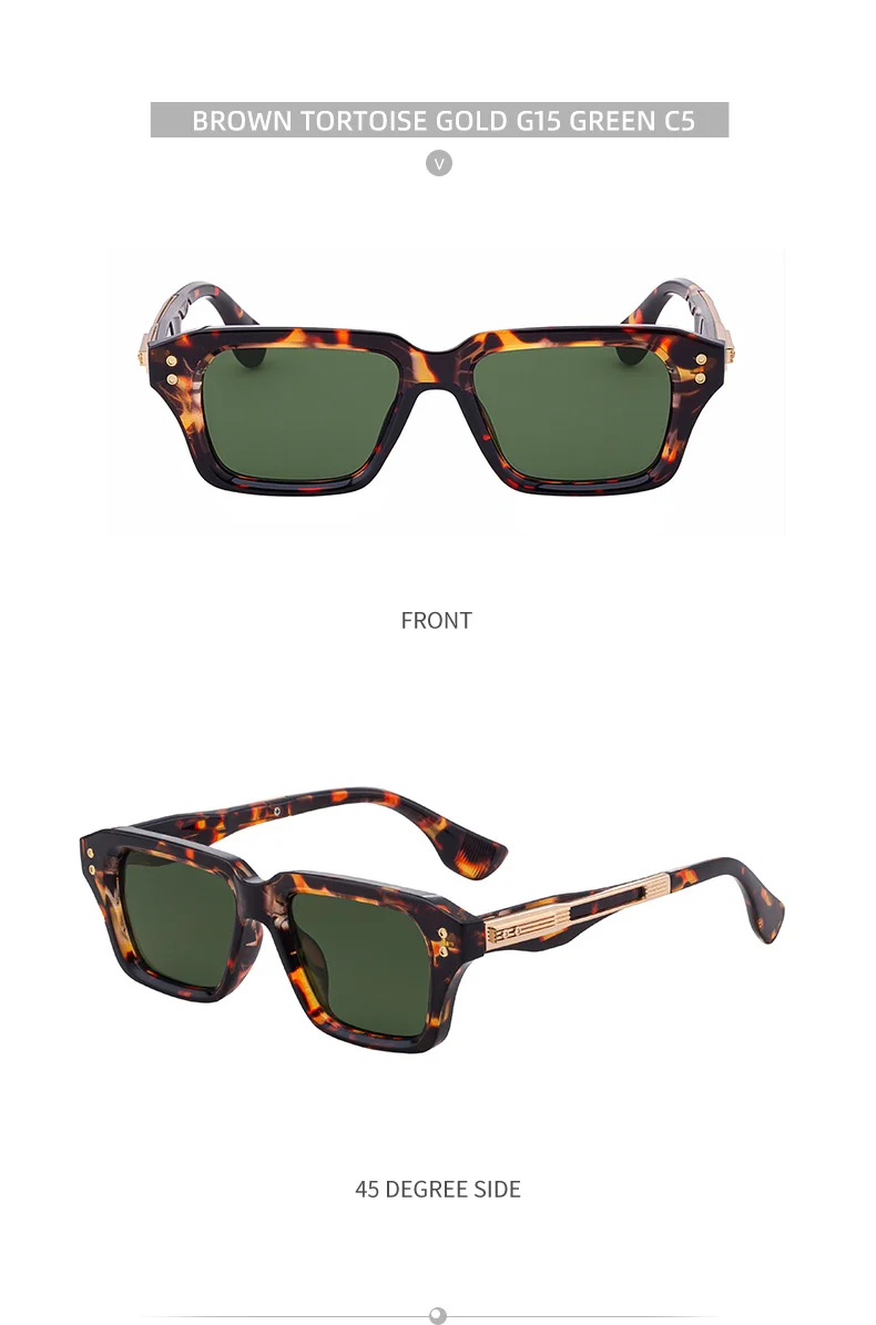 Black Zinc Alloy Men's Trendy Small Square Sunglasses - Unique High-End Design – Stylish Fashion Sun Protection Eyewear - Details 20