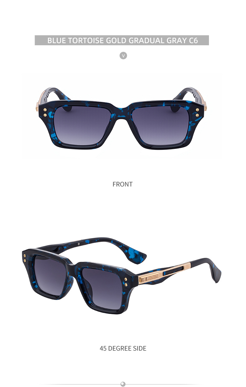 Black Zinc Alloy Men's Trendy Small Square Sunglasses - Unique High-End Design – Stylish Fashion Sun Protection Eyewear - Details 21