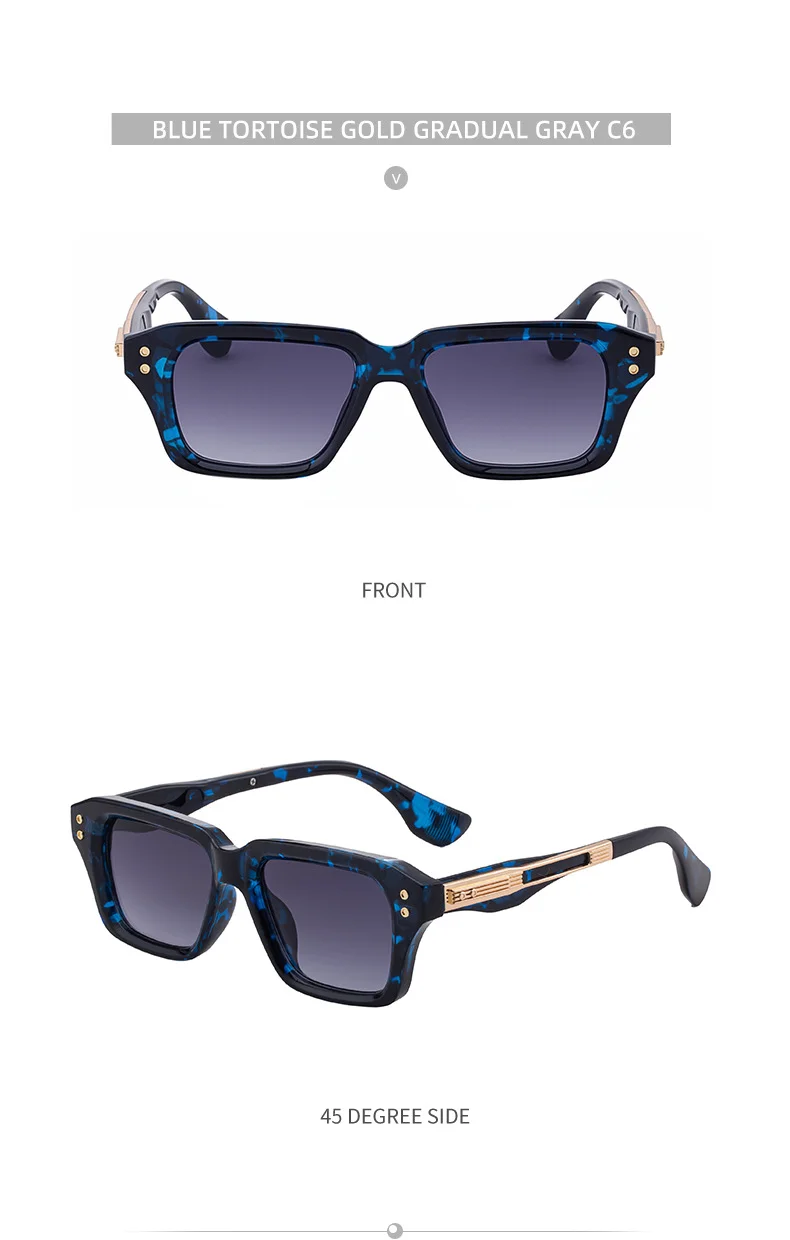 Black Zinc Alloy Men's Trendy Small Square Sunglasses - Unique High-End Design – Stylish Fashion Sun Protection Eyewear - Details 21