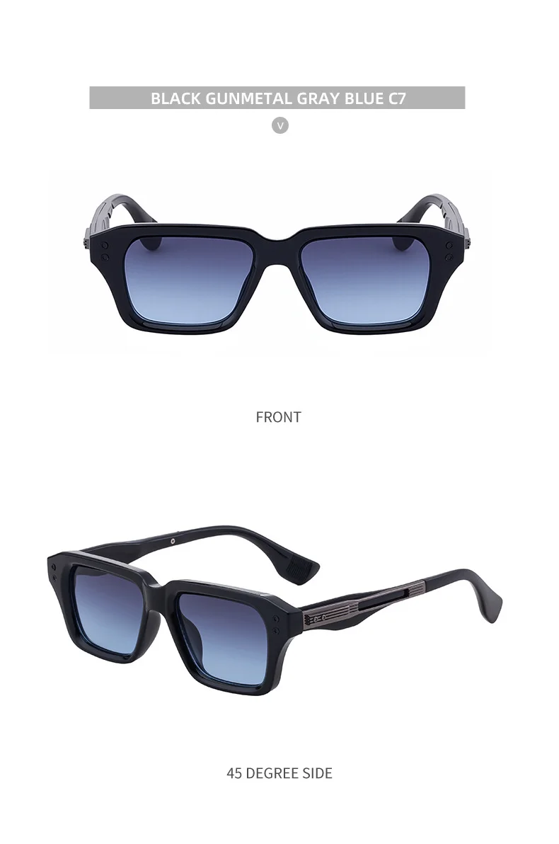 Black Zinc Alloy Men's Trendy Small Square Sunglasses - Unique High-End Design – Stylish Fashion Sun Protection Eyewear - Details 22