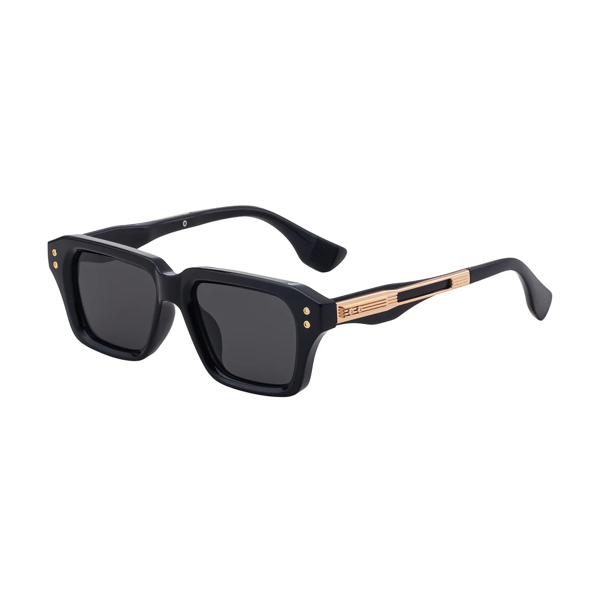 Black Zinc Alloy Men's Trendy Small Square Sunglasses - Unique High-End Design – Stylish Fashion Sun Protection Eyewear - View 4