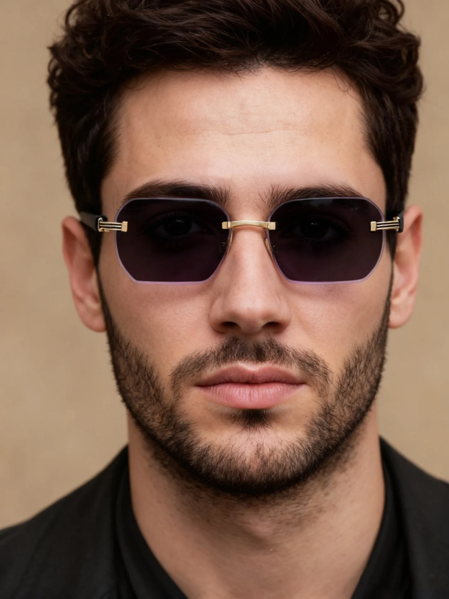 Black Zinc Alloy Men's Trendy Rimless Photochromic Sunglasses - Unique High-End Outdoor Eyewear with Adaptive UV Protection – Lightweight & Stylish - Details 4