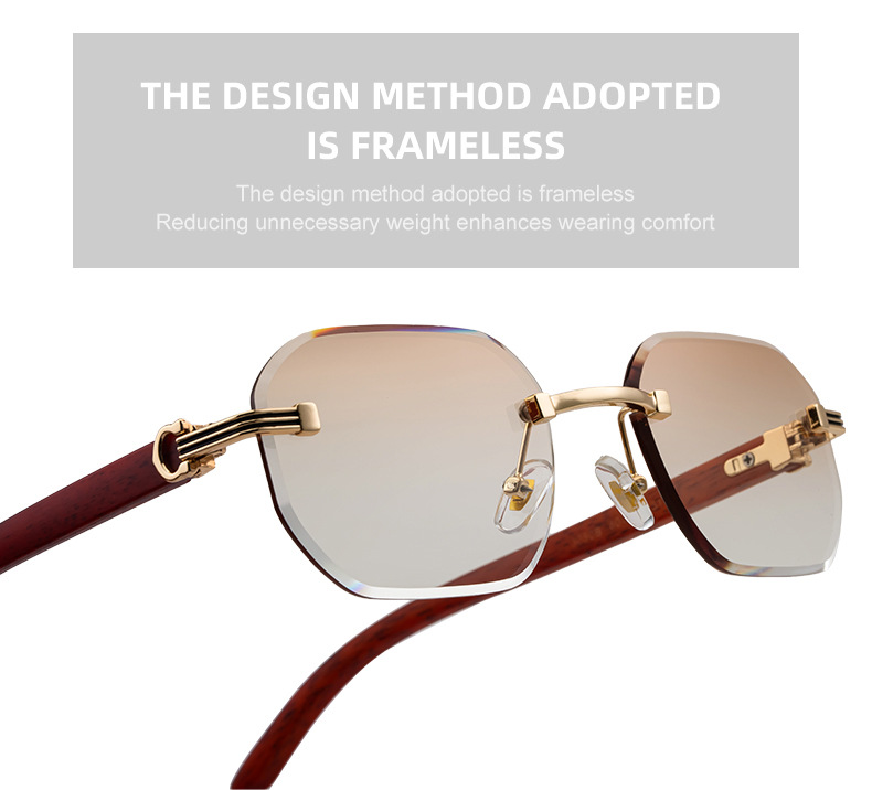 Black Zinc Alloy Men's Trendy Rimless Photochromic Sunglasses - Unique High-End Outdoor Eyewear with Adaptive UV Protection – Lightweight & Stylish - Details 13