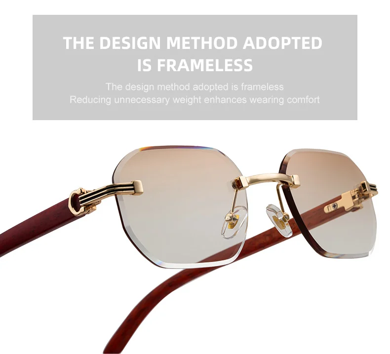 Black Zinc Alloy Men's Trendy Rimless Photochromic Sunglasses - Unique High-End Outdoor Eyewear with Adaptive UV Protection – Lightweight & Stylish - Details 13