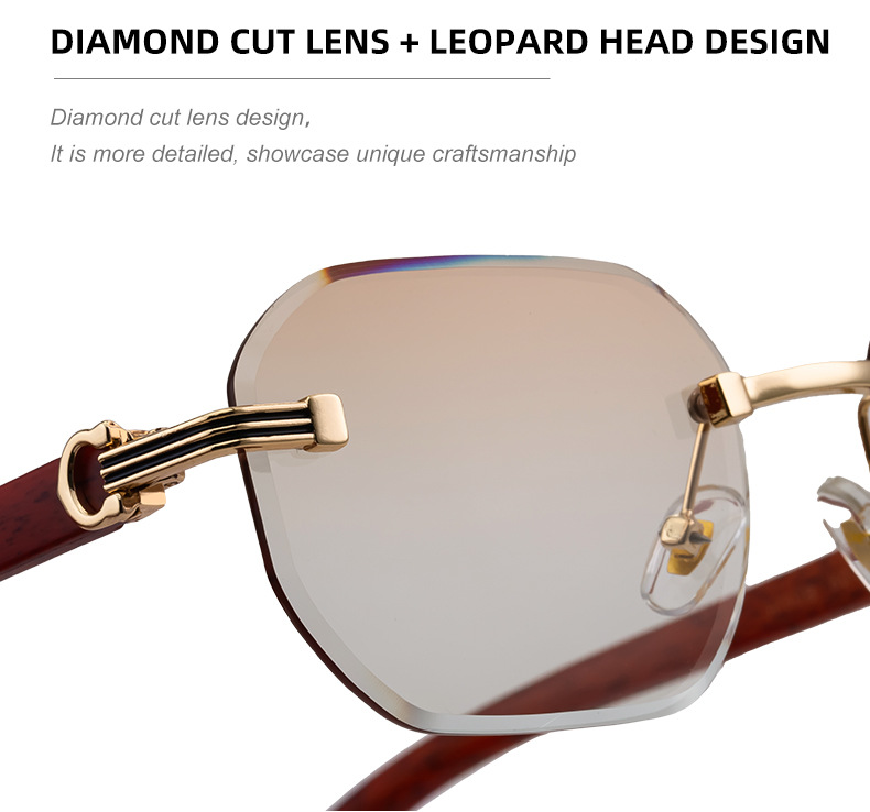 Black Zinc Alloy Men's Trendy Rimless Photochromic Sunglasses - Unique High-End Outdoor Eyewear with Adaptive UV Protection – Lightweight & Stylish - Details 14