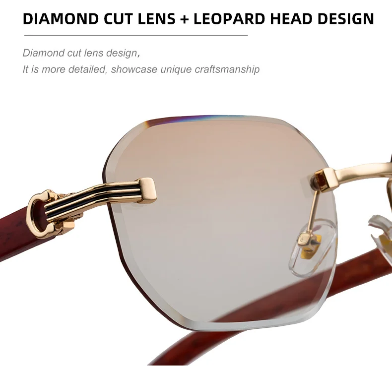 Black Zinc Alloy Men's Trendy Rimless Photochromic Sunglasses - Unique High-End Outdoor Eyewear with Adaptive UV Protection – Lightweight & Stylish - Details 14