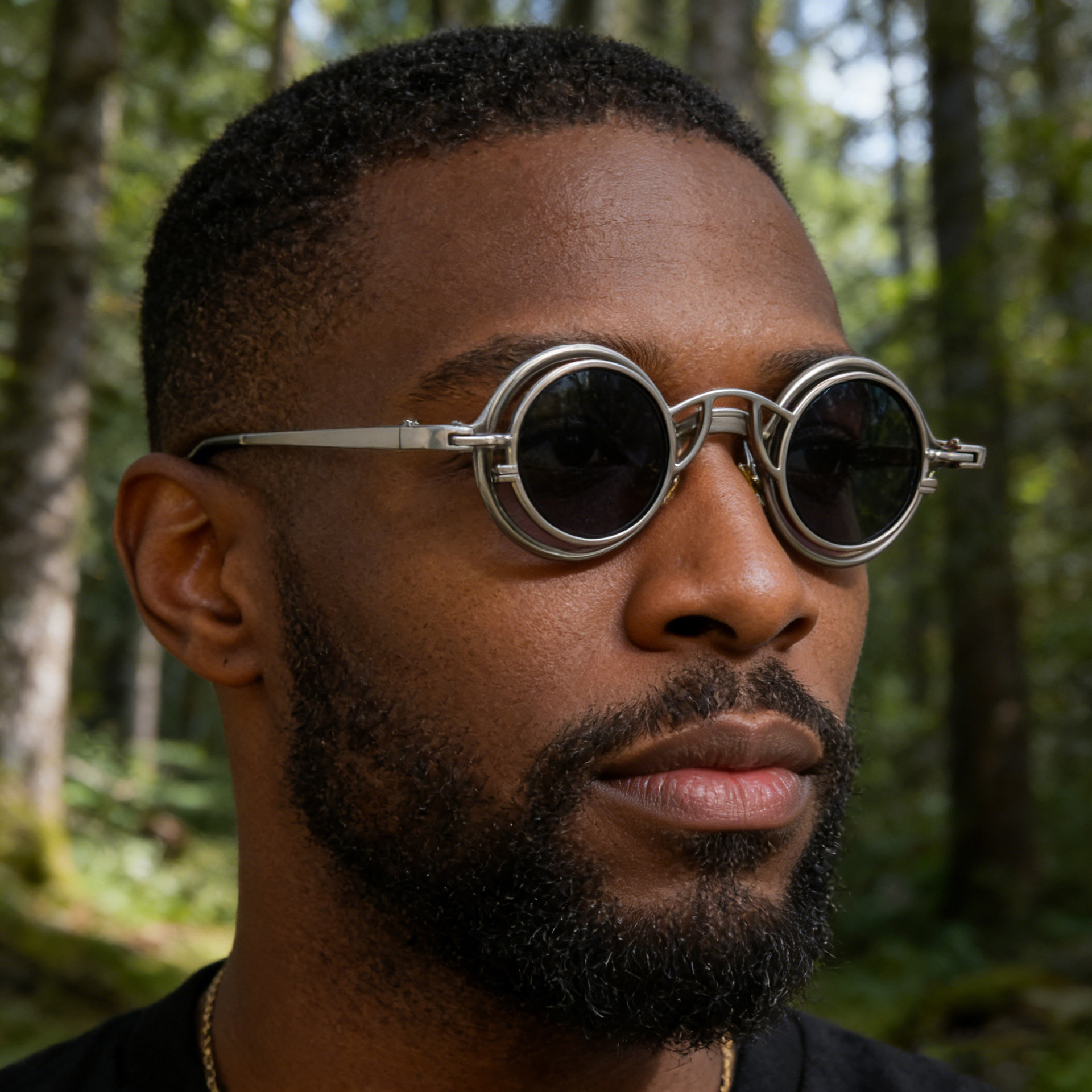 Black Metal Men's Stylish Round Clip-On Sunglasses - Magnetic Attachment with Metal Temples – High-End Retro Sun Protection Eyewear - Details 2