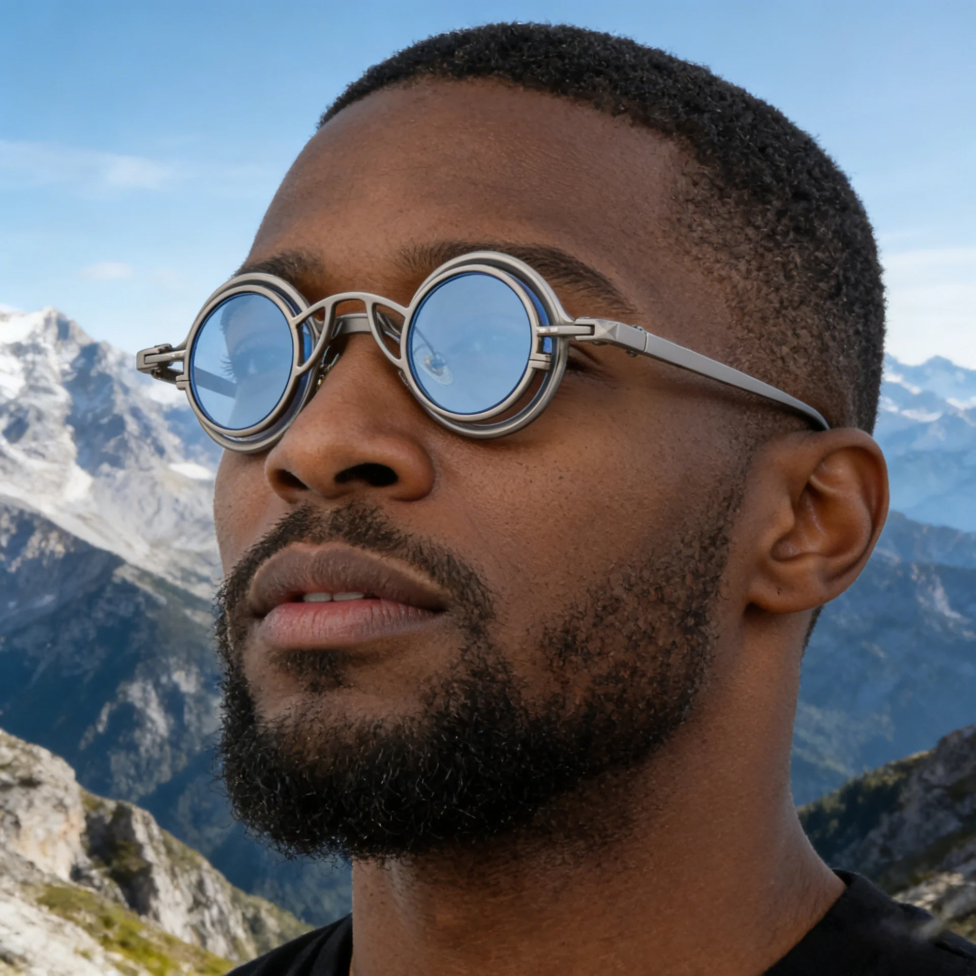 Black Metal Men's Stylish Round Clip-On Sunglasses - Magnetic Attachment with Metal Temples – High-End Retro Sun Protection Eyewear - Details 3