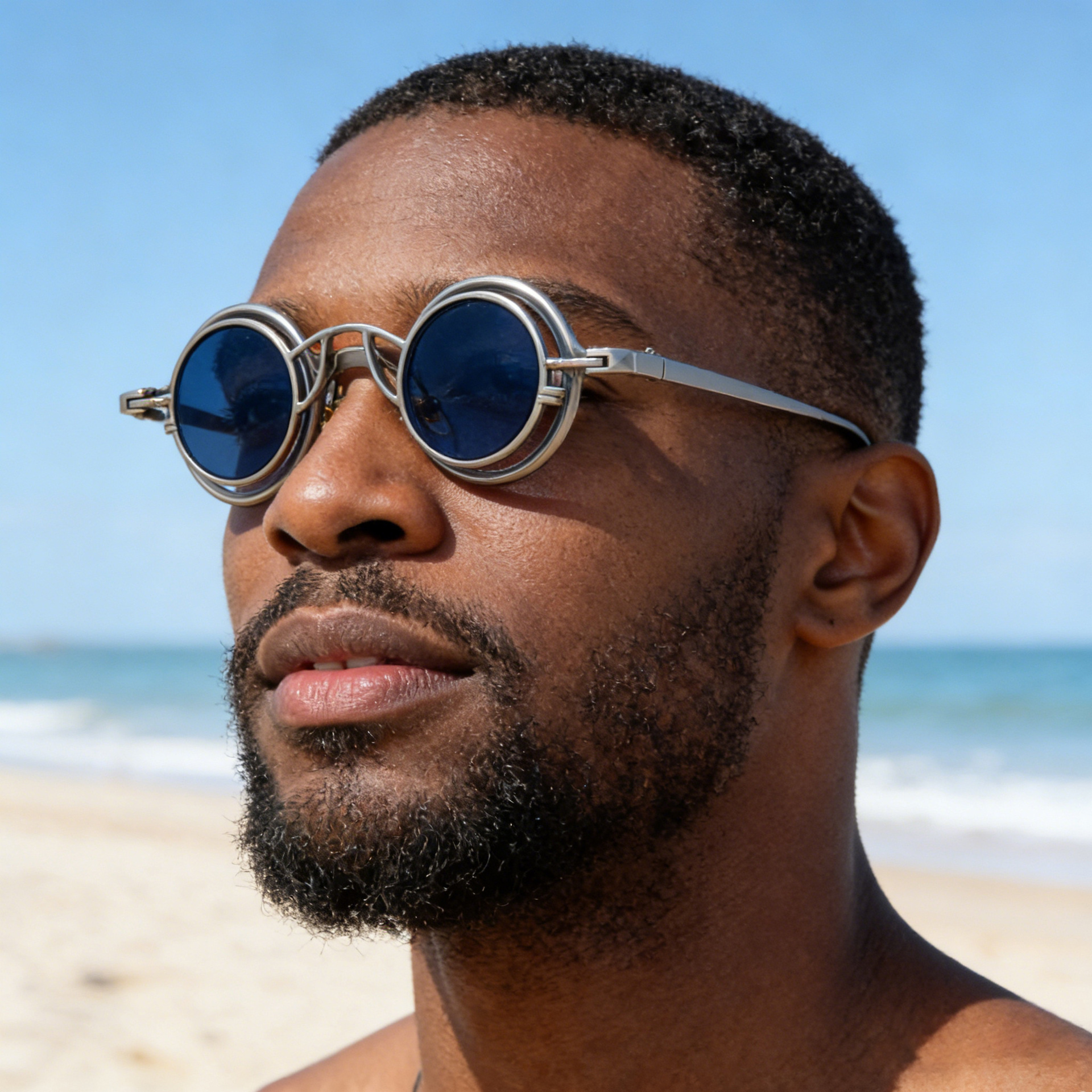 Black Metal Men's Stylish Round Clip-On Sunglasses - Magnetic Attachment with Metal Temples – High-End Retro Sun Protection Eyewear - Details 4
