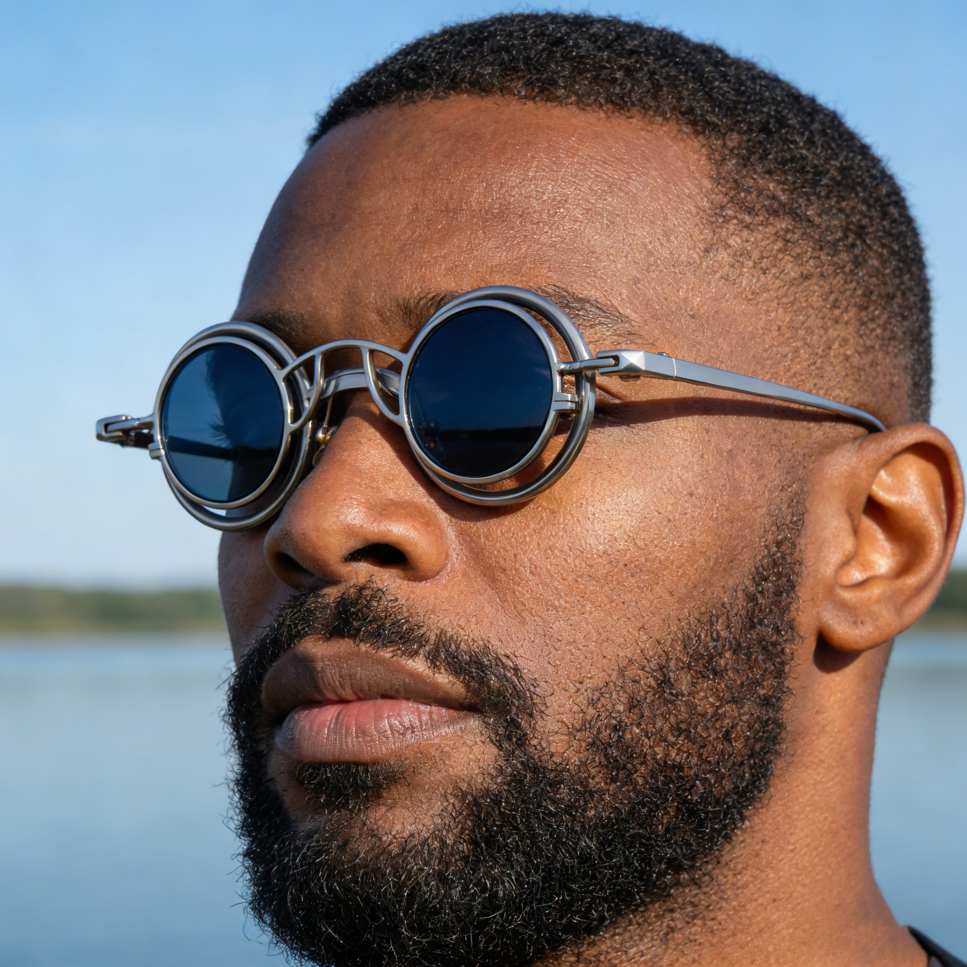 Black Metal Men's Stylish Round Clip-On Sunglasses - Magnetic Attachment with Metal Temples – High-End Retro Sun Protection Eyewear - Details 5