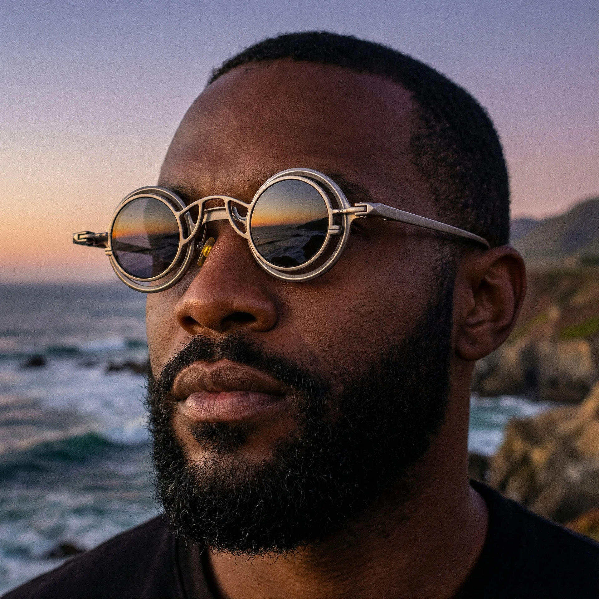 Black Metal Men's Stylish Round Clip-On Sunglasses - Magnetic Attachment with Metal Temples – High-End Retro Sun Protection Eyewear - Details 6