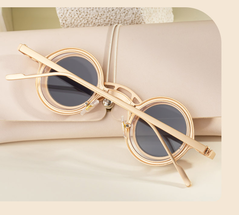 Black Metal Men's Stylish Round Clip-On Sunglasses - Magnetic Attachment with Metal Temples – High-End Retro Sun Protection Eyewear - Details 9