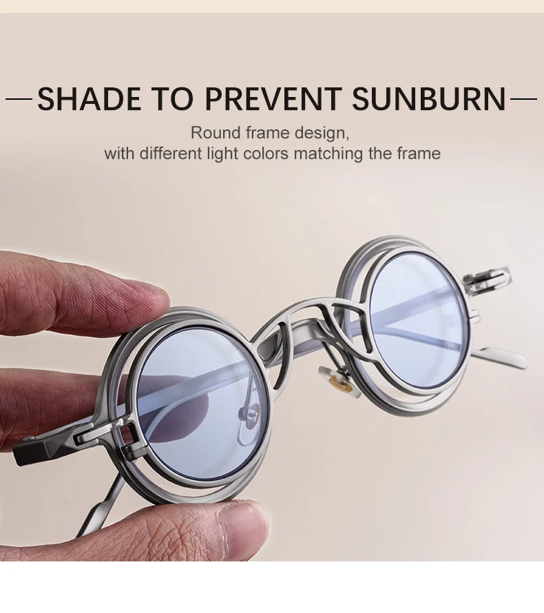 Black Metal Men's Stylish Round Clip-On Sunglasses - Magnetic Attachment with Metal Temples – High-End Retro Sun Protection Eyewear - Details 11