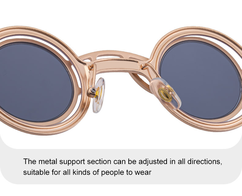 Black Metal Men's Stylish Round Clip-On Sunglasses - Magnetic Attachment with Metal Temples – High-End Retro Sun Protection Eyewear - Details 16