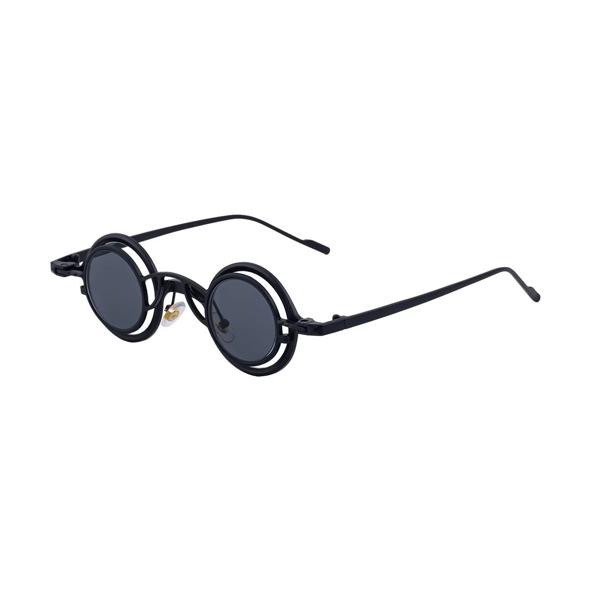 Black Metal Men's Stylish Round Clip-On Sunglasses - Magnetic Attachment with Metal Temples – High-End Retro Sun Protection Eyewear - View 5