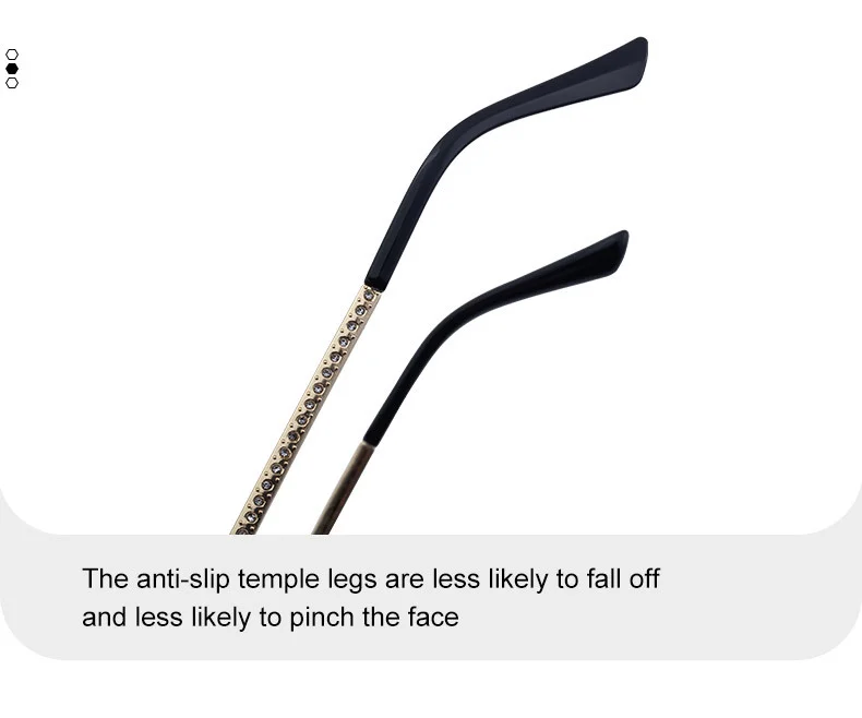 Black Zinc Alloy Women's Trendy Rimless Cat-Eye Sunglasses - Unique High-End Rhinestone Embellished Eyewear – Stylish Outdoor Street Fashion Sun Protection - Details 10