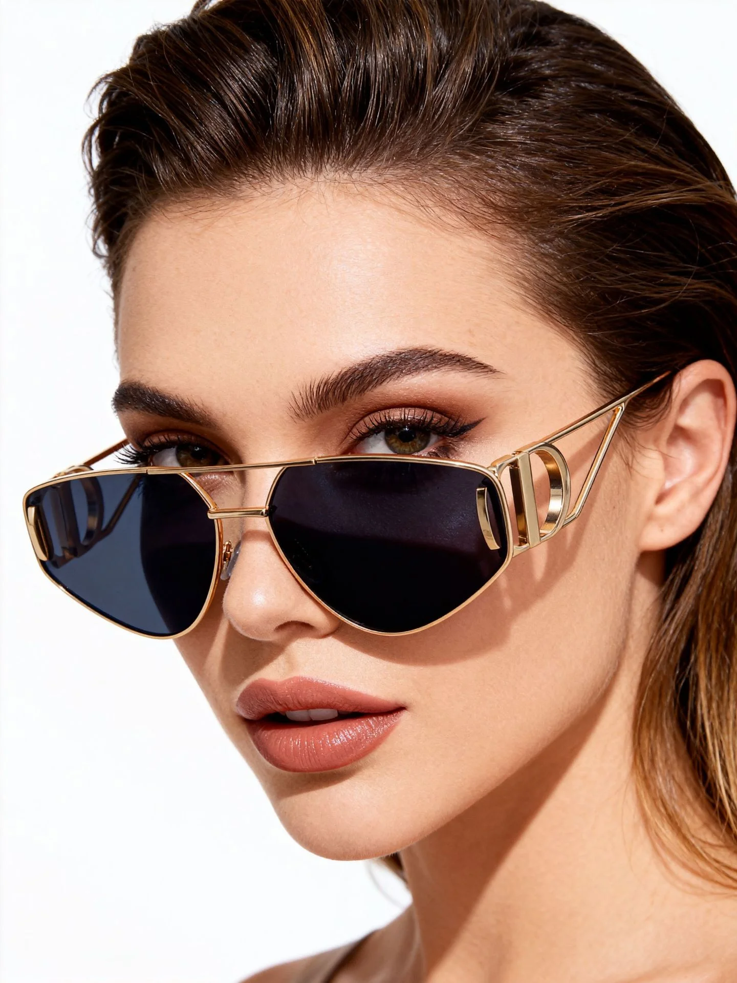 Black Zinc Alloy Women's Trendy Euro-American Cat-Eye Sunglasses - Unique High-Fashion Street Style – Premium Outdoor UV400 Sun Protection Shades - Details 1