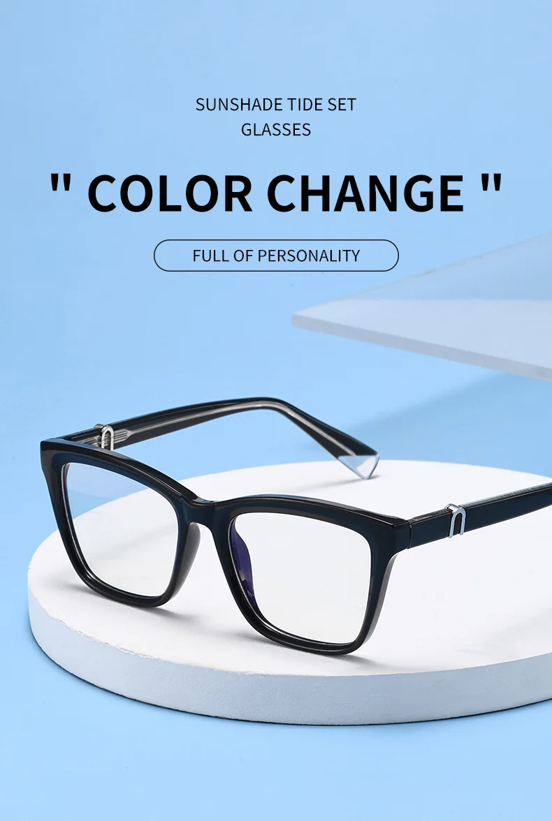 Black PC New Women's Cat-Eye Photochromic Sunglasses – Unique Trendy Premium Style for Outdoor UV Protection - Details 12