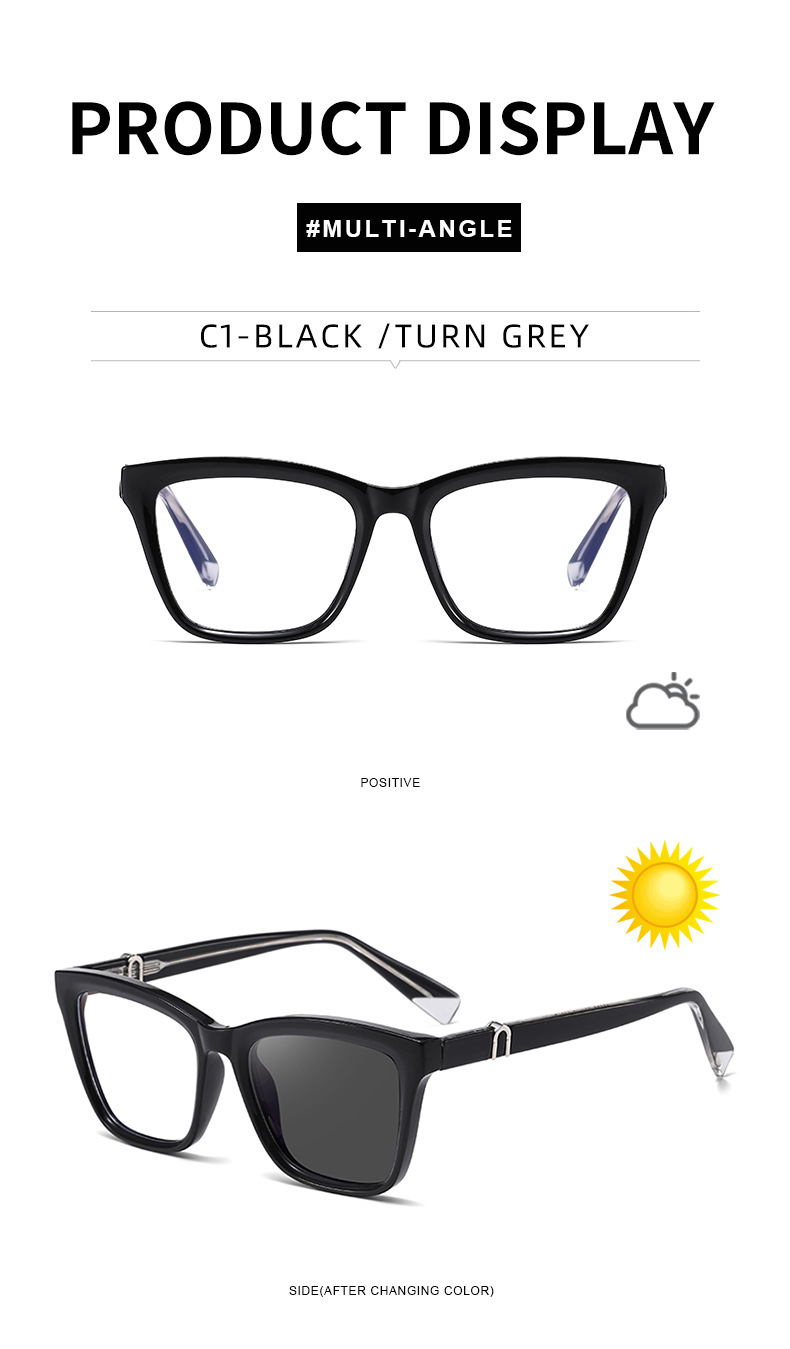 Black PC New Women's Cat-Eye Photochromic Sunglasses – Unique Trendy Premium Style for Outdoor UV Protection - Details 23