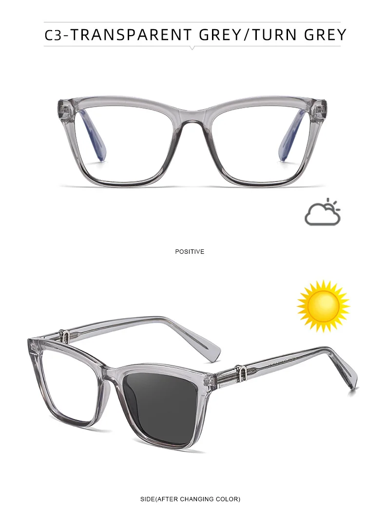 Black PC New Women's Cat-Eye Photochromic Sunglasses – Unique Trendy Premium Style for Outdoor UV Protection - Details 25