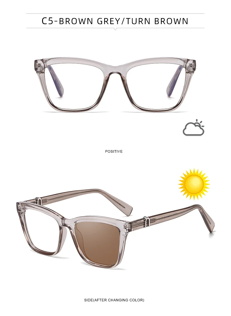 Black PC New Women's Cat-Eye Photochromic Sunglasses – Unique Trendy Premium Style for Outdoor UV Protection - Details 27