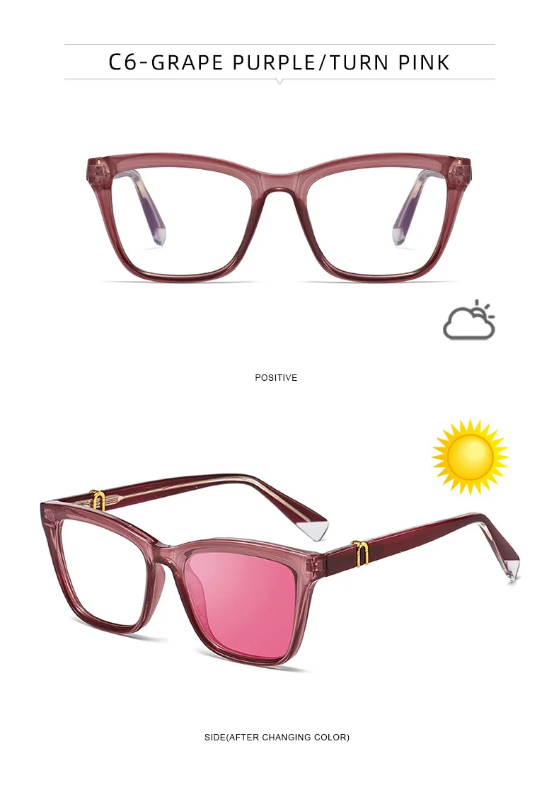 Black PC New Women's Cat-Eye Photochromic Sunglasses – Unique Trendy Premium Style for Outdoor UV Protection - Details 28