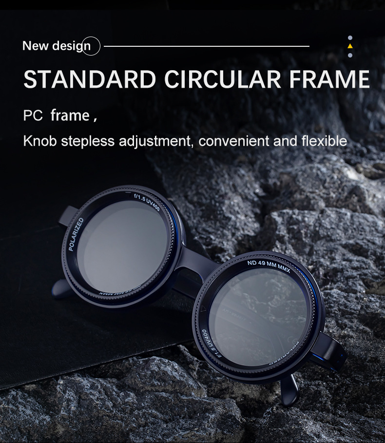New Men's Round Frame Night Driving Glasses – Adjustable ND Variable Focus Polarized Sunglasses Details and Specifications