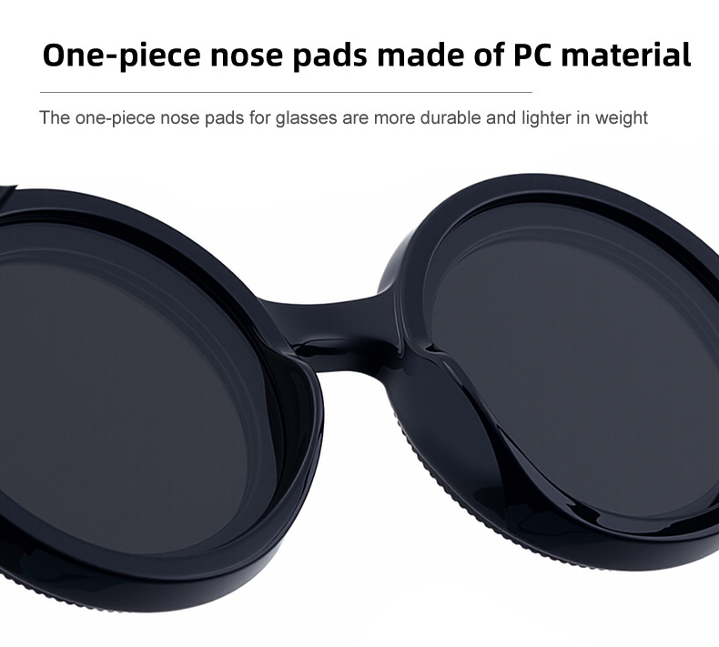 Black PC New Men's Round Frame Night Driving Glasses – Adjustable ND Variable Focus Polarized Sunglasses - Details 12