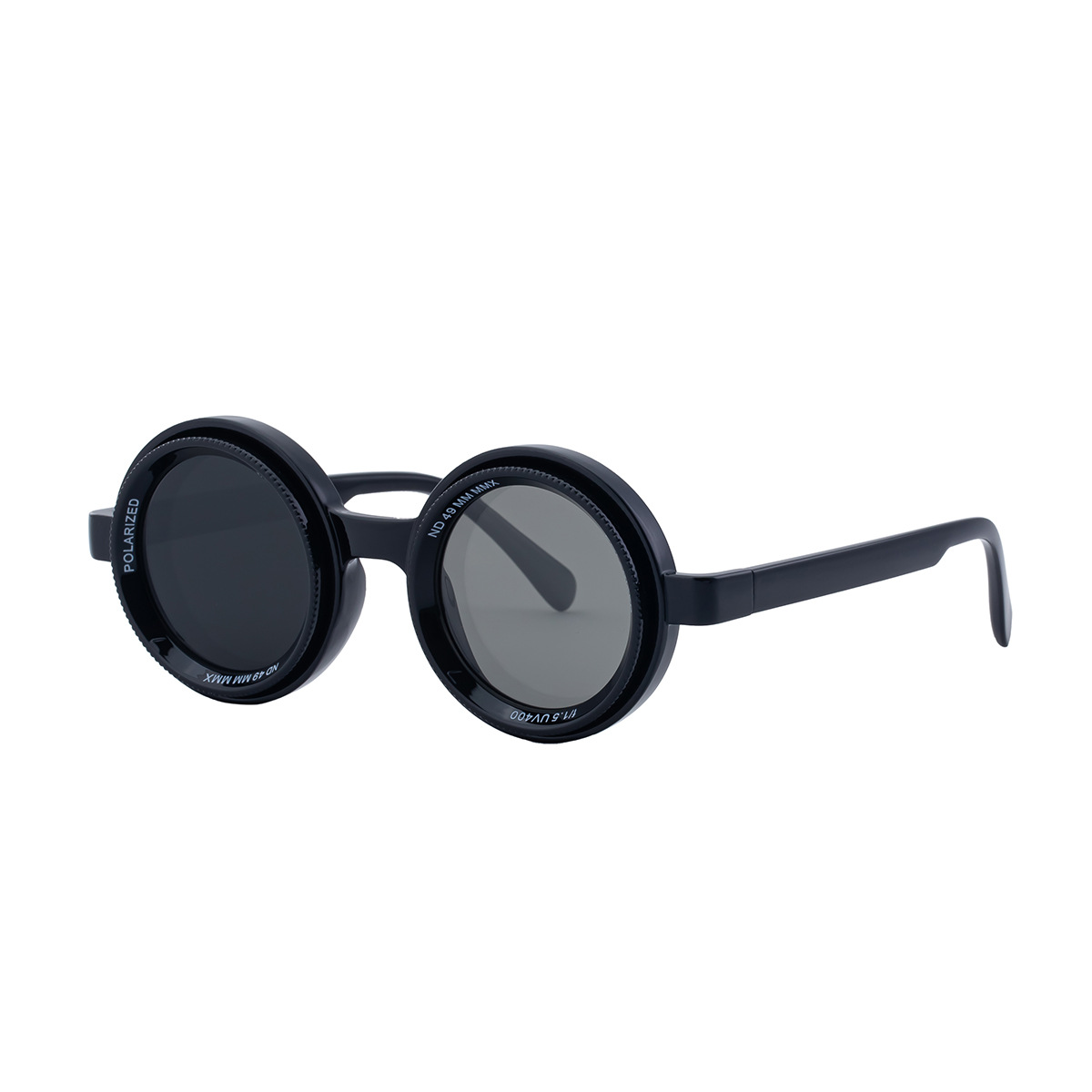Black PC New Men's Round Frame Night Driving Glasses – Adjustable ND Variable Focus Polarized Sunglasses - View 5