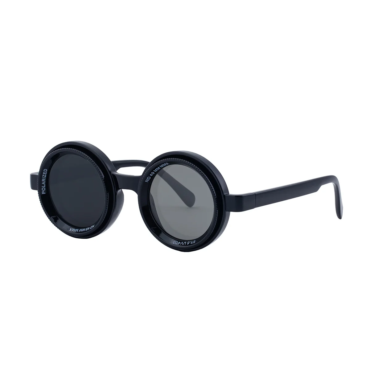 Black PC New Men's Round Frame Night Driving Glasses – Adjustable ND Variable Focus Polarized Sunglasses - View 5