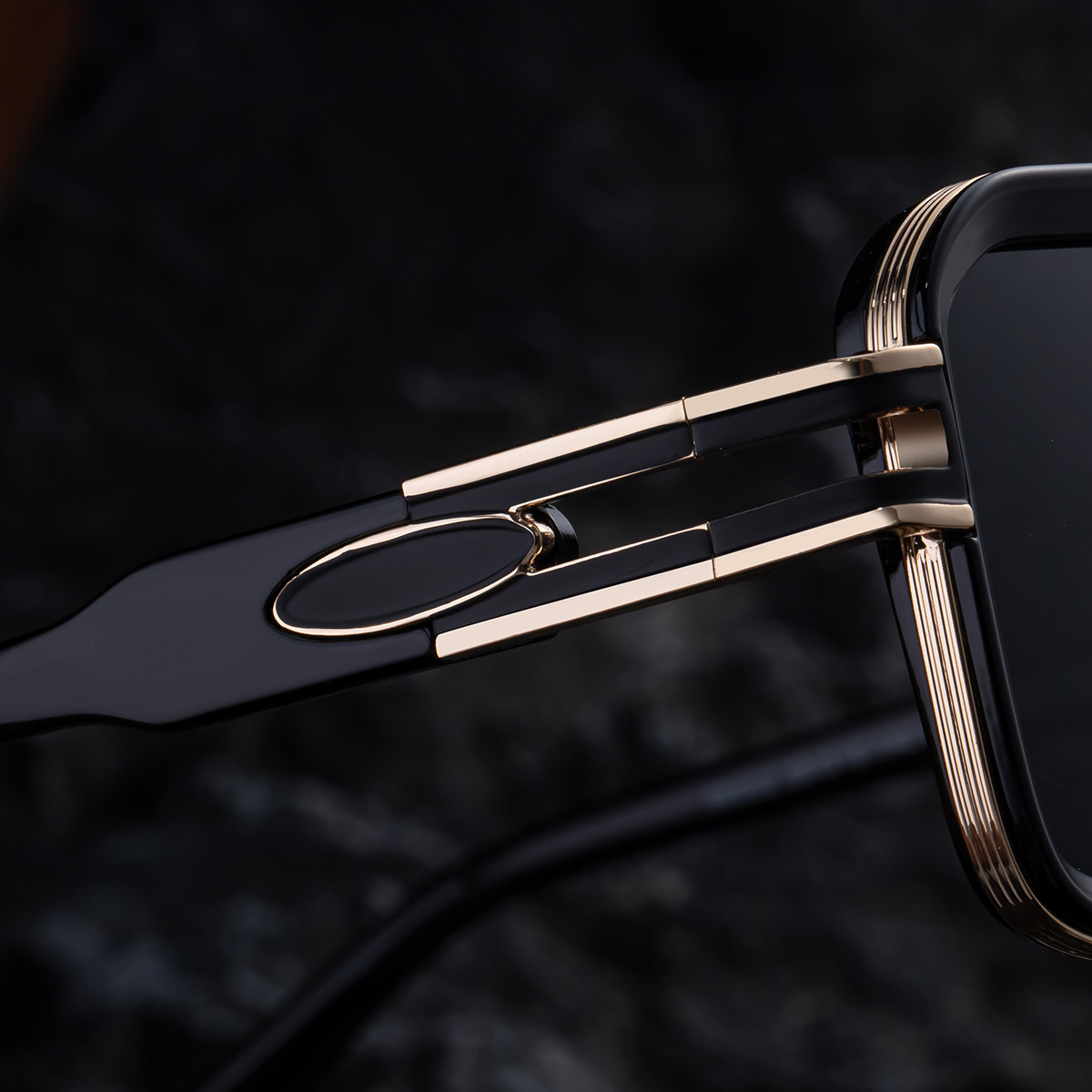 Black Zinc Alloy Men's Retro Square Sunglasses with Double Bridge - New High-End Fashion Eyewear for Outdoor Sun Protection – Stylish Male Shades - Details 7