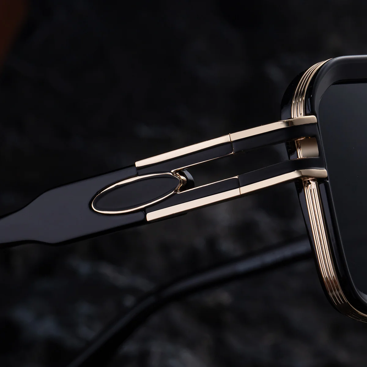 Black Zinc Alloy Men's Retro Square Sunglasses with Double Bridge - New High-End Fashion Eyewear for Outdoor Sun Protection – Stylish Male Shades - Details 7