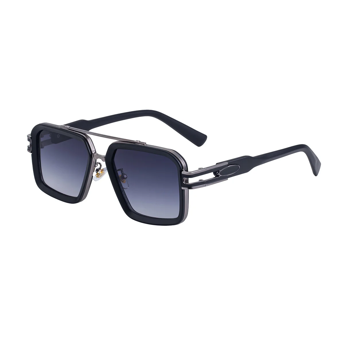 Black Zinc Alloy Men's Retro Square Sunglasses with Double Bridge - New High-End Fashion Eyewear for Outdoor Sun Protection – Stylish Male Shades - View 5