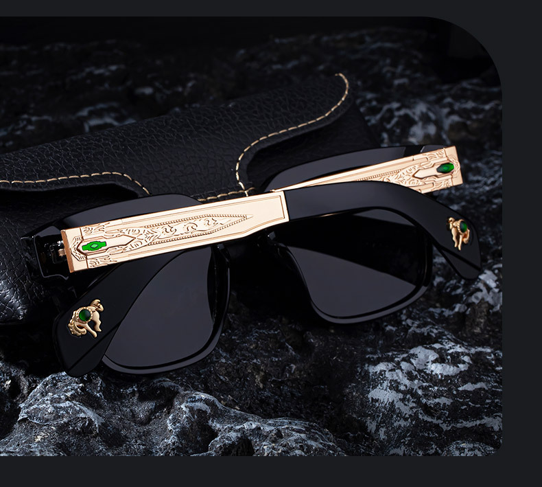 Black Zinc Alloy Men's Retro Square Polarized Sunglasses - New High-End Fashion Eyewear with Unique Design – Premium UV Protection Shades for Outdoor - Details 3