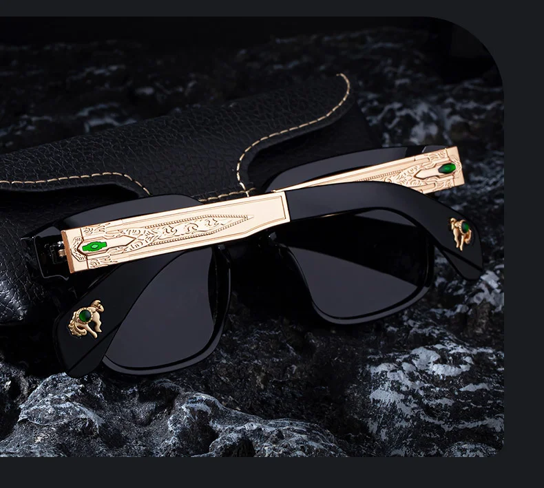 Black Zinc Alloy Men's Retro Square Polarized Sunglasses - New High-End Fashion Eyewear with Unique Design – Premium UV Protection Shades for Outdoor - Details 3