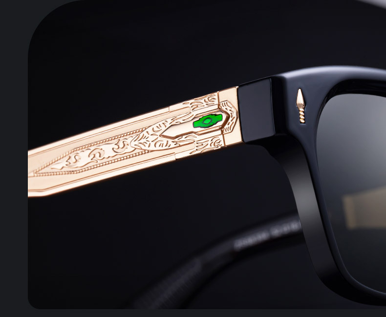 Black Zinc Alloy Men's Retro Square Polarized Sunglasses - New High-End Fashion Eyewear with Unique Design – Premium UV Protection Shades for Outdoor - Details 4