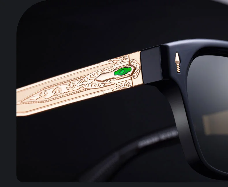 Black Zinc Alloy Men's Retro Square Polarized Sunglasses - New High-End Fashion Eyewear with Unique Design – Premium UV Protection Shades for Outdoor - Details 4